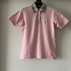 美品 Burberry ピンク チェック襟 ポロシャツ 半袖Sサイズ9号