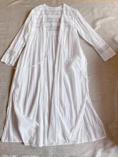 ★美品★　ne quittez pas （ヌキテパ）刺繍入り長袖羽織り　白レース Cotton Linen Plants Embroidery Dress | Pasand by ne Quittez