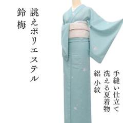 m1667＊洗える夏着物 絽 鈴 梅 誂えポリエステル 小紋