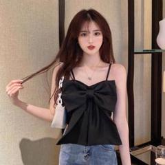 ミニ丈夏トップス♥️特大リボンが視線を独占！