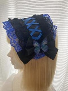 ハンドメイド ヘッドドレス ゴスロリ ロリィタ 蝶々 サブカル ヘアアクセサリー