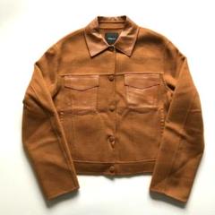 ★美品★セオリー ウールレザードッキングトラックジャケット カシミヤ ブラウン