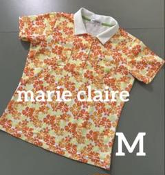 marie claire sport ゴルフハイビスカス柄 ポロシャツ M