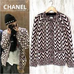 CHANEL 2025 SSブラック ケーブルニットカーディガン 40