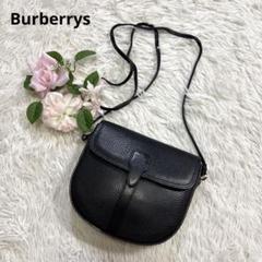 【美品】バーバリー ショルダーバッグ チェック ホースロゴ レザー 黒