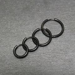 フープ ピアス ステンレス アレルギー リングピアス ブラック 両耳 A063