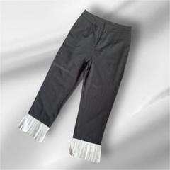 High Leng Fan フレアパンツ スーツ 袖フリル 黒 プリーツ裾