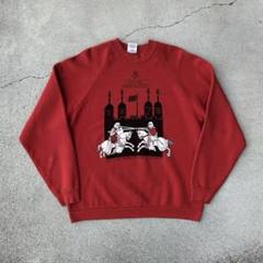 アイルランド製 ヴィンテージ 90s 肉厚スウェット ロンドン塔 古着 XL 赤