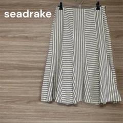 シードレイク【Ｍ】ストライプ フレアスカート　オフィス　通勤