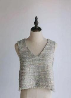 pois ポワ　Tweed vest ツイードベスト【Blue】 ポワ pois Tweed vest 【blue】【完売品】 - メルカリ