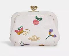 【極美品】COACHコーチ キスロック がま口財布 コインケース 花柄 ポーチ 未使用同等】COACH コーチ キスロック ミディアムウォレット