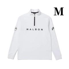 白色M マルボンゴルフ モックネック トレーナー メンズシャツ