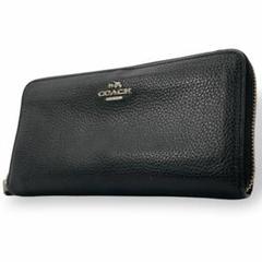 COACH コーチ長財布 ラウンドファスナー レザー ブラック