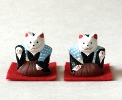 初辰猫　住吉大社授与品 中サイズ　美品　昭和 初辰猫 中サイズペア 左右対称 住吉大社 貴重な招き猫です 郷土