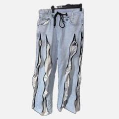 古着　adidas トラックパンツカスタム　デニム　リメイク　ドッキング　y2k