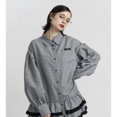ヘムレースフリルチュニックシャツ ブラック M jouetie