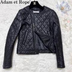 【極美品✴︎】アダムエロペ キルティング レザー ライダース ノーカラー M 羊革 極美品✴︎】アダムエロペ キルティング レザー ライダース ノー