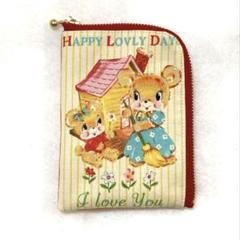 SOLD◆ハンドメイド ポーチ スイートラッシュ 黄色 レトロ アニマル クマ SOLD◇ハンドメイド ポーチ スイートラッシュ 黄色 レトロ
