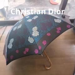極美品クリスチャン ディオール 長傘 ロゴ 花柄 ピンク 雨傘