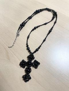 ハンドメイドネックレス ビーズ 十字架 クロス
