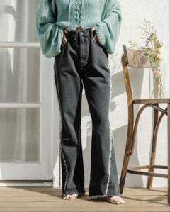mideal デニムパンツ mideal ジーンズ デニム デニムパンツ side fringe flare denim