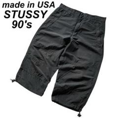 美品90's USA製 オールドステューシー ダブルニー ハーフパンツ 黒 L