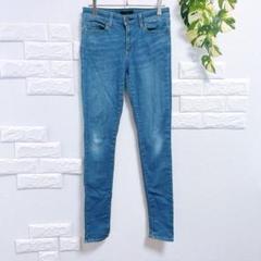ユニクロ　ジーンズ　スキニー　美品　２５　水色　上品　デニム　レディース　着回し