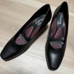 ✨美品✨ ラクナ スクエアトゥ 整体パンプス レザー ブラック RAKUNA 整体パンプス2(ストラップ) RAKUNA(ラクナ) 5.5cmヒール | amepla