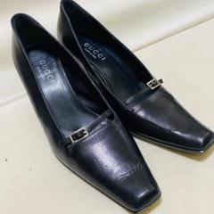 GUCCI グッチ パンプス 23cm ブラック 黒 レザー ベルトデザイン