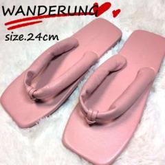 WANDERUNG ワンデルング レザー トングサンダル 牛革 ピンク 24cm