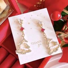 リッチジルコニア クリスマスツリー お洒落 レディース ハンドメイド ピアス