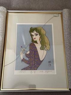 小島功　手彩色絵画　色紙 Yahoo!オークション - 【サイン色紙】 小島功 美人画 色紙に水彩