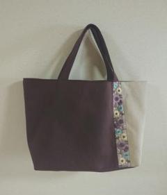 *インド刺繍リボン&コットンリネン*マチ広めトートバッグ ⅰ