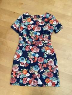 花柄ネイビー　ワンピース 10号