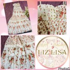 LIZLISA パワネ　ワンピース　花柄　リボン　キャミワンピース　キャミワンピ LIZLISA 花柄 キャミ ワンピース ワンピ リボン レース 可愛い
