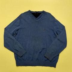 TOMMY HILFIGER Vネック ワンポイントロゴ コットン セーター