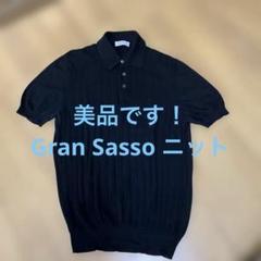 美品です！ Gran Sasso ニット ポロシャツ48Mサイズ　ブラック Gran Sasso グランサッソ 長袖ニットポロシャツ【大きいサイズ