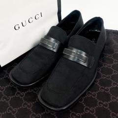 GUCCI ローファー ロゴプレート ブラック 黒 23.5cm