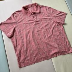 GEORGE 赤チェック柄 半袖 ポロシャツ 3XL