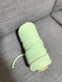 美品5mm グリーン綿ロープ 100m／ハンドメイド・マクラメ用 コットンコード