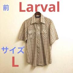 Larval 襟芯入り　ウエスタンシャツ　メンズ半袖　サイズL