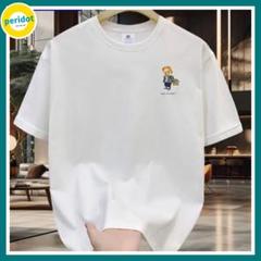メンズ クルーネック Tシャツ 半袖 ベアプリント カジュアル アウトドア