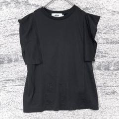 アズールバイマウジー/パネルスリーブ カットソー Tシャツ クルーネック 黒 M
