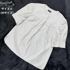 マーガレットハウエル✨バンドカラーストライプ柄ブラウス サイズⅡ(Mサイズ)