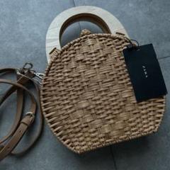 未使用　ZARA ラウンド　カゴバッグ　木製　ショルダー付き