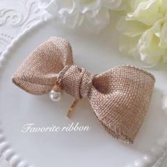 ⋈*チャーム付き♡ワイヤー入りリネンリボン♡ポニーフック