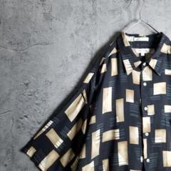 アートシャツ　オーバーサイズ　柄合わせ　レーヨンシャツ　黒　3XL