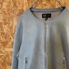 AE8238 ZARA ザラ ノーカラージャケット スウェード ライトブルー