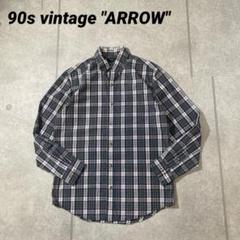 90sヴィンテージ ARROWアロー 長袖　チェック　ボタンダウンシャツ　M