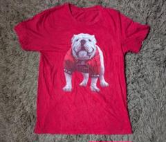 犬のプリント 赤 Tシャツ 春服 夏服 半袖